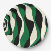 Assiettes En Carton Ebb et flux 4 en vert, crème et noir (Devant)