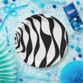 Assiettes En Carton Ebb et flux 4 - Noir et blanc (Fête)