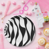 Assiettes En Carton Ebb et flux 4 - Noir et blanc (Fête)