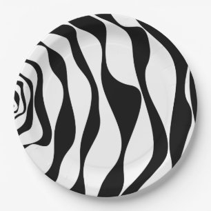 Assiettes En Carton Ebb et flux 4 - Noir et blanc