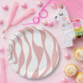 Assiettes En Carton Ebb et flux 4 - rose et blanc (Fête)