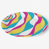 Assiettes En Carton Ebb et flux 4 - Turquoise, Jaune, Rose et Blanc (Angle)