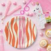 Assiettes En Carton Ebb et flux - rose, orange et crème (Fête)