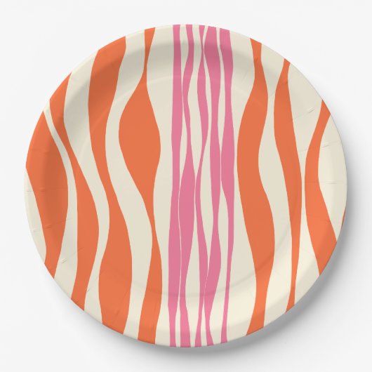 Assiettes En Carton Ebb et flux - rose, orange et crème (Devant)