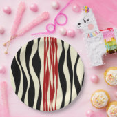 Assiettes En Carton Ebb et flux - Rouge et crème (Fête)