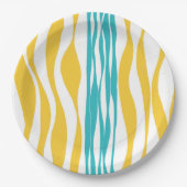 Assiettes En Carton Ebb et flux - Turquoise & Jaune (Devant)