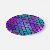 Assiettes En Carton Écailles de sirène bleu violet rose sarcelle Poiss (Angle)