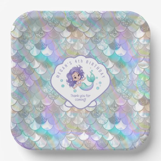Assiettes En Carton Écailles de sirène Iridescente Coque V1 ID1144 (Recto)