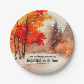 Assiettes En Carton Ecclésiaste 3:11 Verse Bible Automne Aquarelle (Devant)