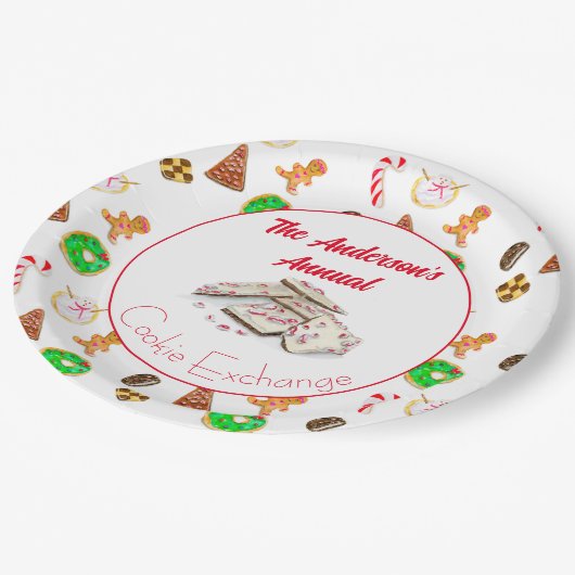 Assiettes En Carton Échange de cookies de Noël aquarelle (Angle)