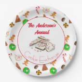Assiettes En Carton Échange de cookies de Noël aquarelle (Devant)
