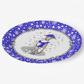 Assiettes En Carton Écharpe à neige bleu hiver - Faune et blanc (Angle)