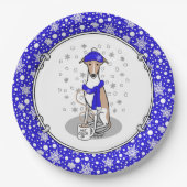 Assiettes En Carton Écharpe à neige bleu hiver - Faune et blanc (Devant)