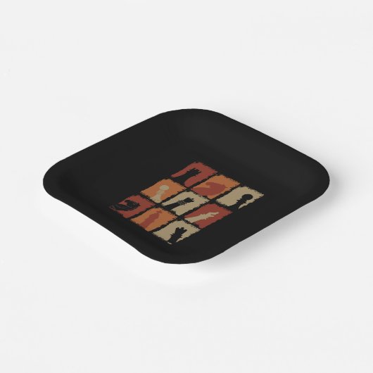 Assiettes En Carton Échecs - Pièces d'échecs Retro (Angulaire)