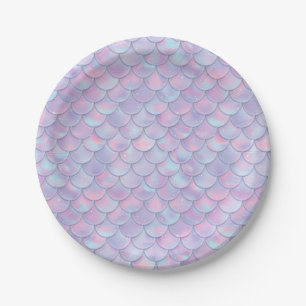 Assiettes En Carton Échelle de sirène colorée Tous les âges Anniversai
