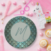 Assiettes En Carton Échelles bleues initiales personnalisées texturées (Fête)