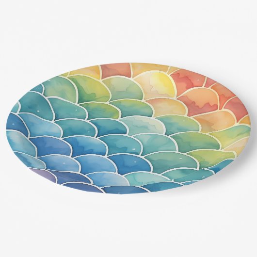 Assiettes En Carton Échelles de sirène (Angle)