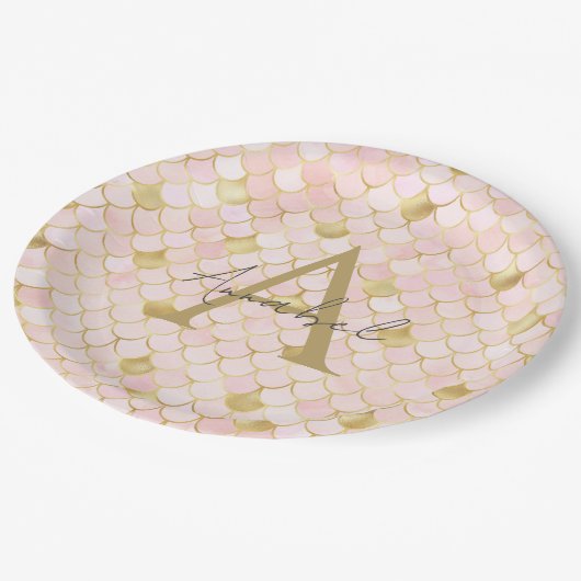 Assiettes En Carton Echelles lumineuses personnalisées PInk et sirène (Angle)