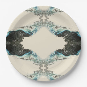Assiettes En Carton Échos de marée — Motif abstrait d'encre fluide