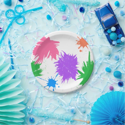 Assiettes En Carton Éclaboussure de peinture de partie d'art (Fête)