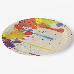 Assiettes En Carton ÉCLABOUSSURE DRÔLE II DE COULEUR + votre backgr.