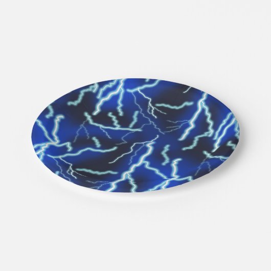 Assiettes En Carton Éclair Électricité Tonnerre Ciel nocturne (Angle)