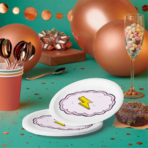 Assiettes En Carton Éclair nuage rose