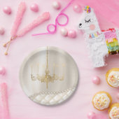 Assiettes En Carton Éclairage de lustre de mariage perles ivoires papi (Fête)
