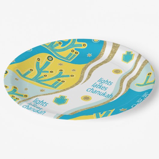 Assiettes En Carton Éclairages Hanoukka (Angle)