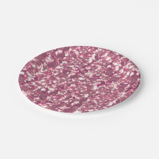 Assiettes En Carton Éclaircissement rose brillant parties scintillant (Angle)
