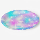 Assiettes En Carton Éclat rose et bleu Iridescente (Angle)