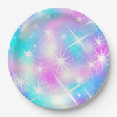 Assiettes En Carton Éclat rose et bleu Iridescente (Devant)