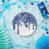 Assiettes En Carton Éclats bleus au guépard (Fête)