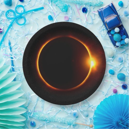 Assiettes En Carton Éclipse solaire Sun foncé et lune (Fête)
