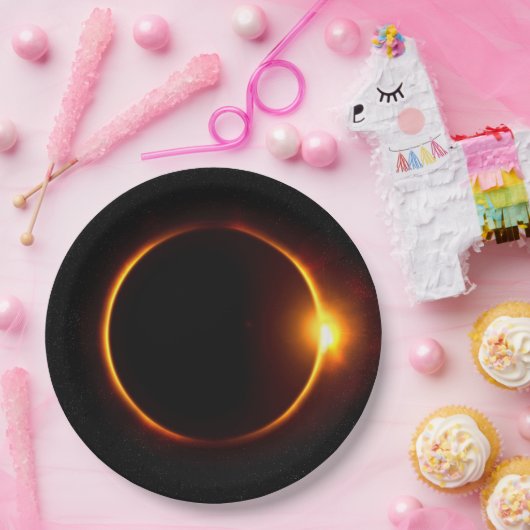 Assiettes En Carton Éclipse solaire Sun foncé et lune (Fête)