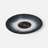 Assiettes En Carton Éclipse solaire totale 2024 en noir et blanc (Angle)