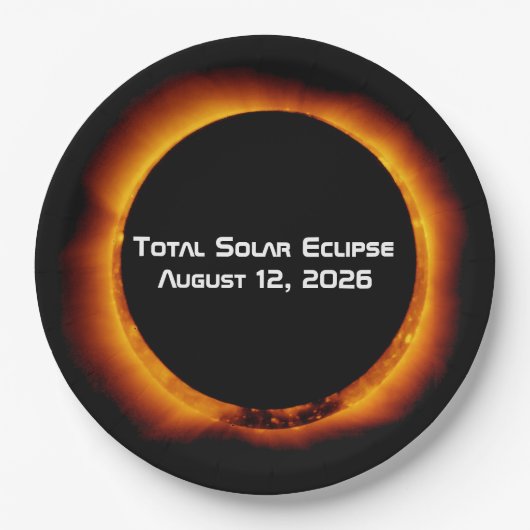 Assiettes En Carton Éclipse solaire totale de 2026 (Devant)