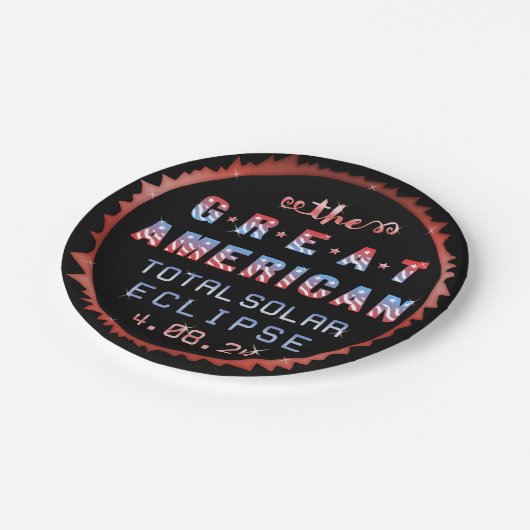 Assiettes En Carton Éclipse solaire totale des États-Unis 8 avril 2024 (Angle)