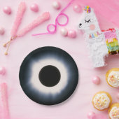 Assiettes En Carton Éclipse solaire totale en noir et blanc (Fête)