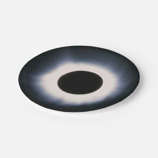 Assiettes En Carton Éclipse solaire totale en noir et blanc (Angle)
