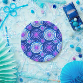 Assiettes En Carton Éclosions et rognures, bleu cobalt & blanc (Fête)