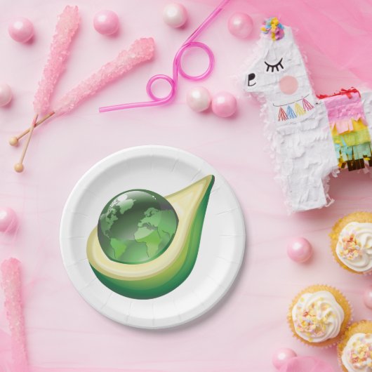 Assiettes En Carton Eco Earth Avocado Globe Planète durable (Fête)