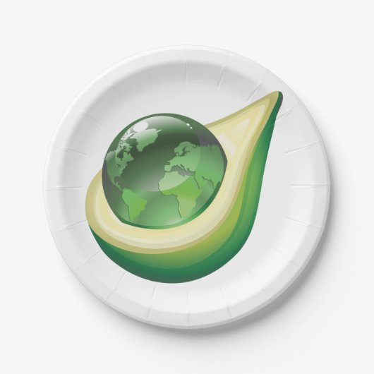 Assiettes En Carton Eco Earth Avocado Globe Planète durable (Devant)