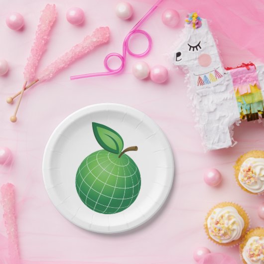 Assiettes En Carton Eco Globe Fruit Green Earth Leaf Sphere (Fête)