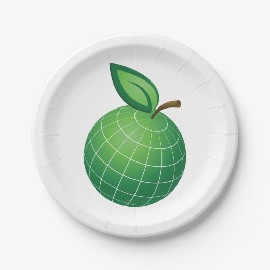Assiettes En Carton Eco Globe Fruit Green Earth Leaf Sphere (Devant)