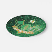 Assiettes En Carton École de Parties scintillant Green & Gold Football (Angle)