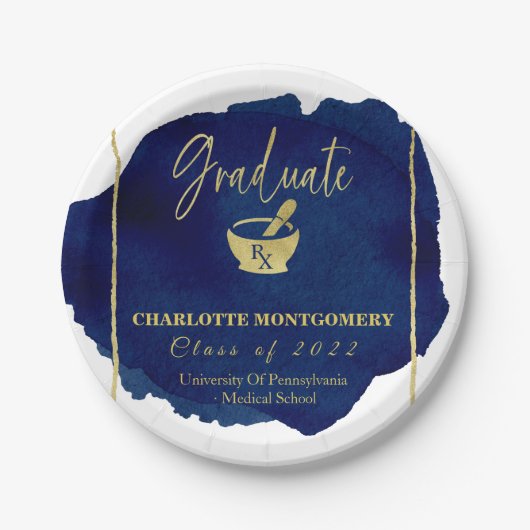 Assiettes En Carton Ecole de Pharmacie Abstraite Bleue (Devant)