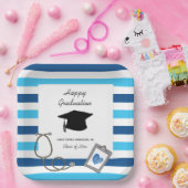 Assiettes En Carton École de soins infirmiers bleu rayé (Fête)