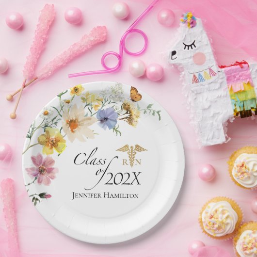 Assiettes En Carton École de soins infirmiers fleurs sauvages | Catégo (Fête)