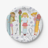 Assiettes En Carton Écolières avec papeterie scolaire surdimensionnée (Devant)